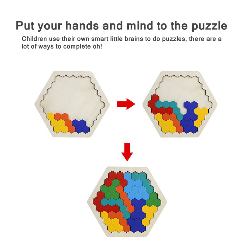 Tangram Wooden Hexagon Puzzles