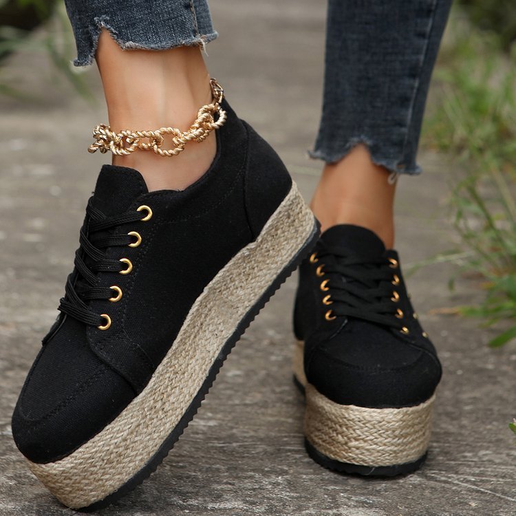 Lace Loop Round Toe Shoes