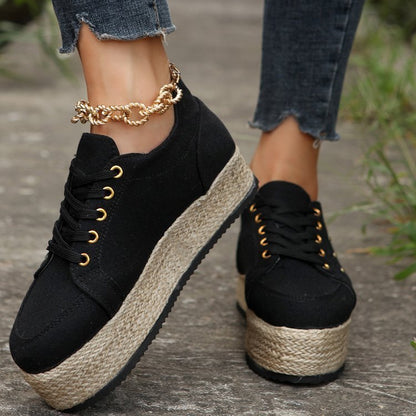 Lace Loop Round Toe Shoes
