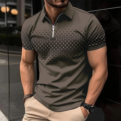 Zipper Digital Printing Short-sleeved T-shirt