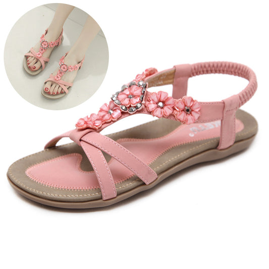 Women's Bohemian Rhinestone Flat Sandals