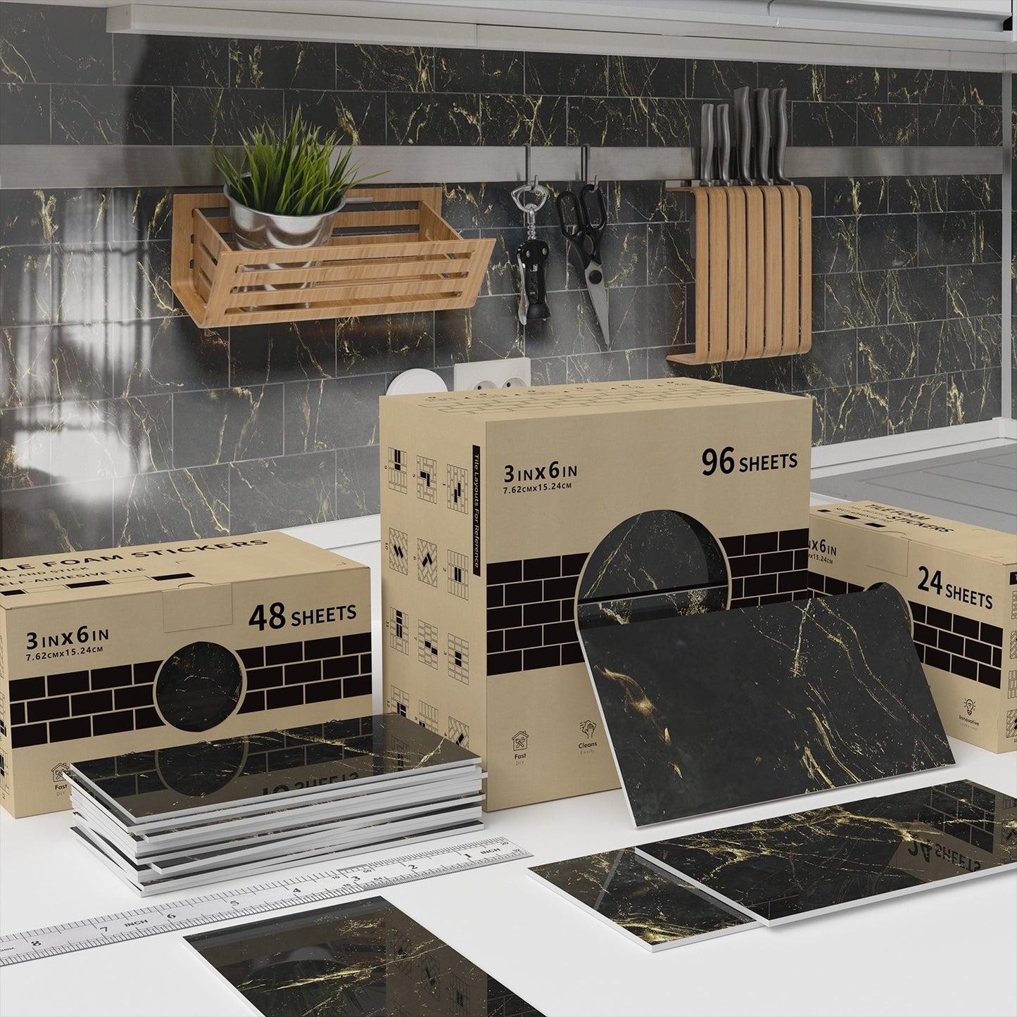 Household Marble Tile P.E.T Wall Sticker