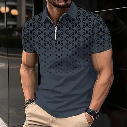 Zipper Digital Printing Short-sleeved T-shirt
