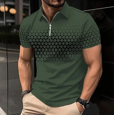 Zipper Digital Printing Short-sleeved T-shirt