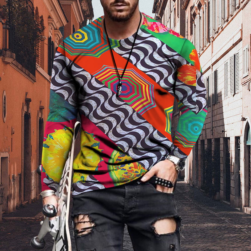 Digital Printed Men's Long Sleeved T Shirt