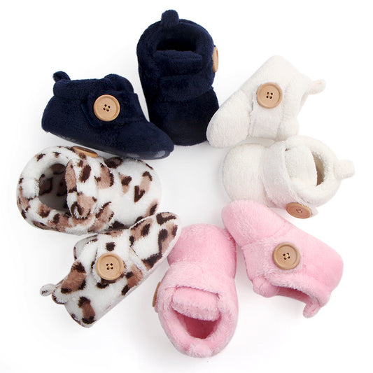 Warm Cotton Shoes With Soft Cloth Sole For Babies And Toddlers