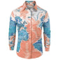 Men Shirt World Map Print HiddenG Button Slim Fit Shirts