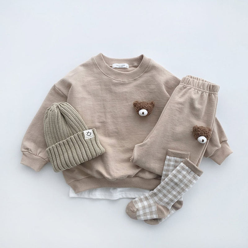 Casual Solid Color Round Neck Sweaters for Infants and Toddlers