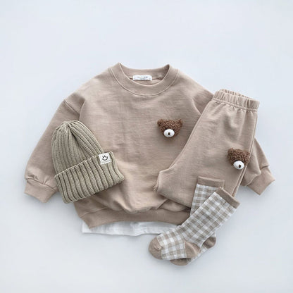 Casual Solid Color Round Neck Sweaters for Infants and Toddlers