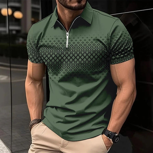 Zipper Digital Printing Short-sleeved T-shirt