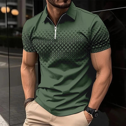Zipper Digital Printing Short-sleeved T-shirt