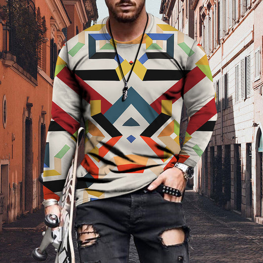 Digital Printed Men's Long Sleeved T Shirt