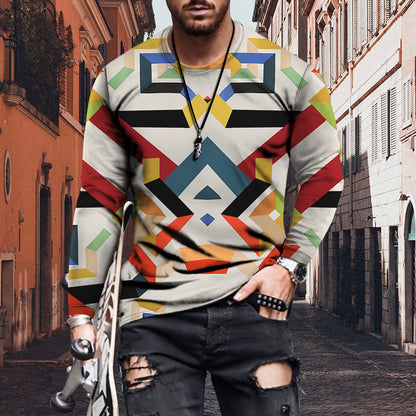 Digital Printed Men's Long Sleeved T Shirt