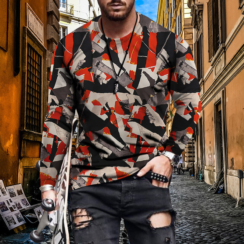 Digital Printed Men's Long Sleeved T Shirt
