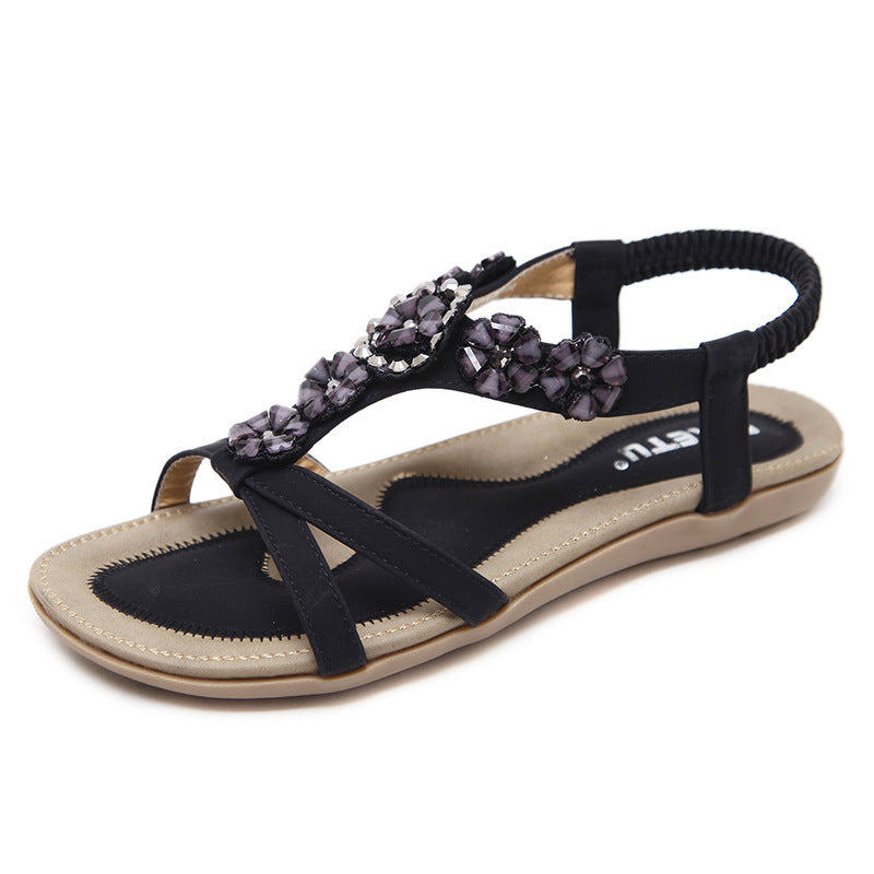 Women's Bohemian Rhinestone Flat Sandals