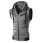 Summer New Men Hooded Sleeveless Vest Solid Color