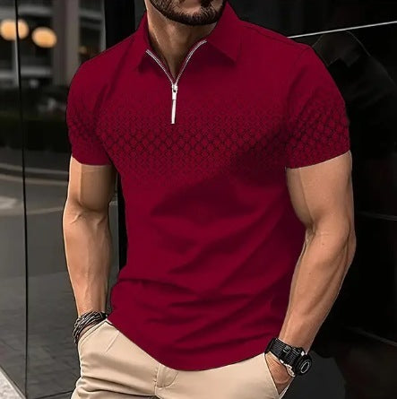 Zipper Digital Printing Short-sleeved T-shirt