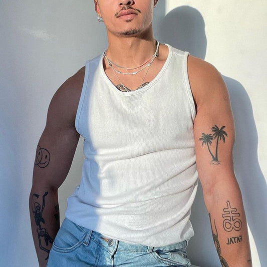 White Loose Vest Men