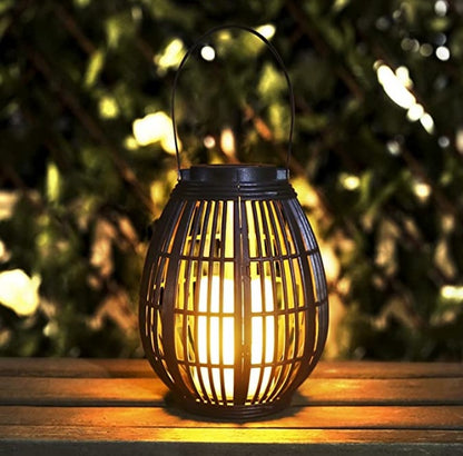 Oval Rattan Solar Lamp