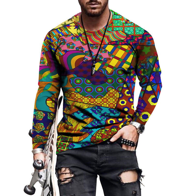 Digital Printed Men's Long Sleeved T Shirt