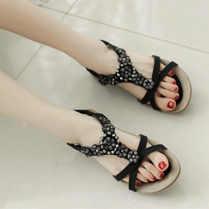 Women's Bohemian Rhinestone Flat Sandals