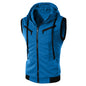 Summer New Men Hooded Sleeveless Vest Solid Color