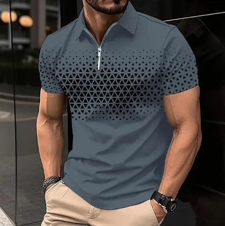 Zipper Digital Printing Short-sleeved T-shirt