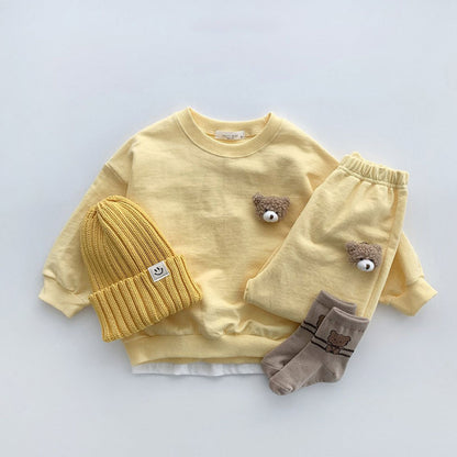 Casual Solid Color Round Neck Sweaters for Infants and Toddlers