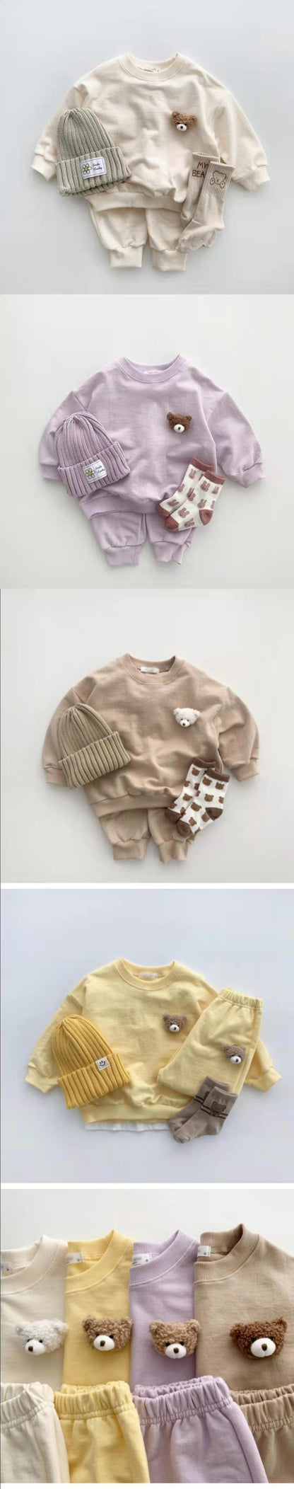 Casual Solid Color Round Neck Sweaters for Infants and Toddlers