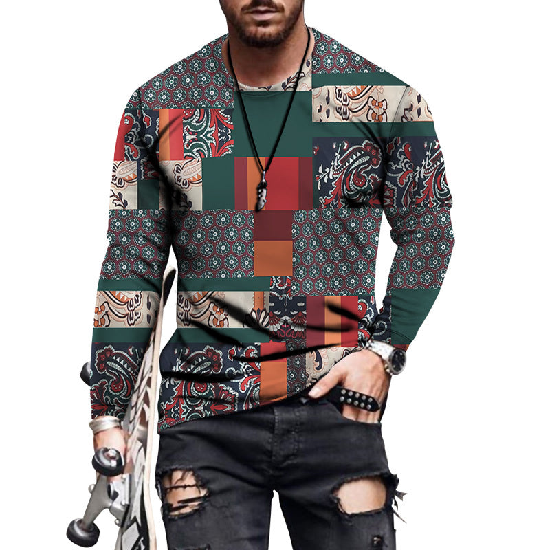 Digital Printed Men's Long Sleeved T Shirt