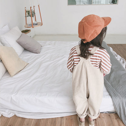 Girls Corduroy Strap Pants