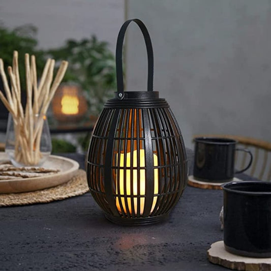 Oval Rattan Solar Lamp