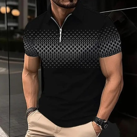 Zipper Digital Printing Short-sleeved T-shirt