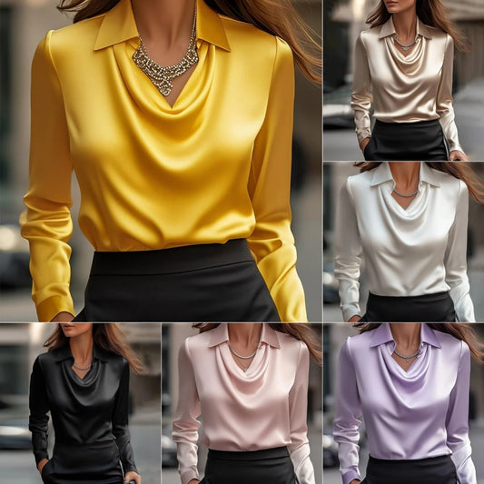 Women's Swing Collar Draped Shirt & Blouse