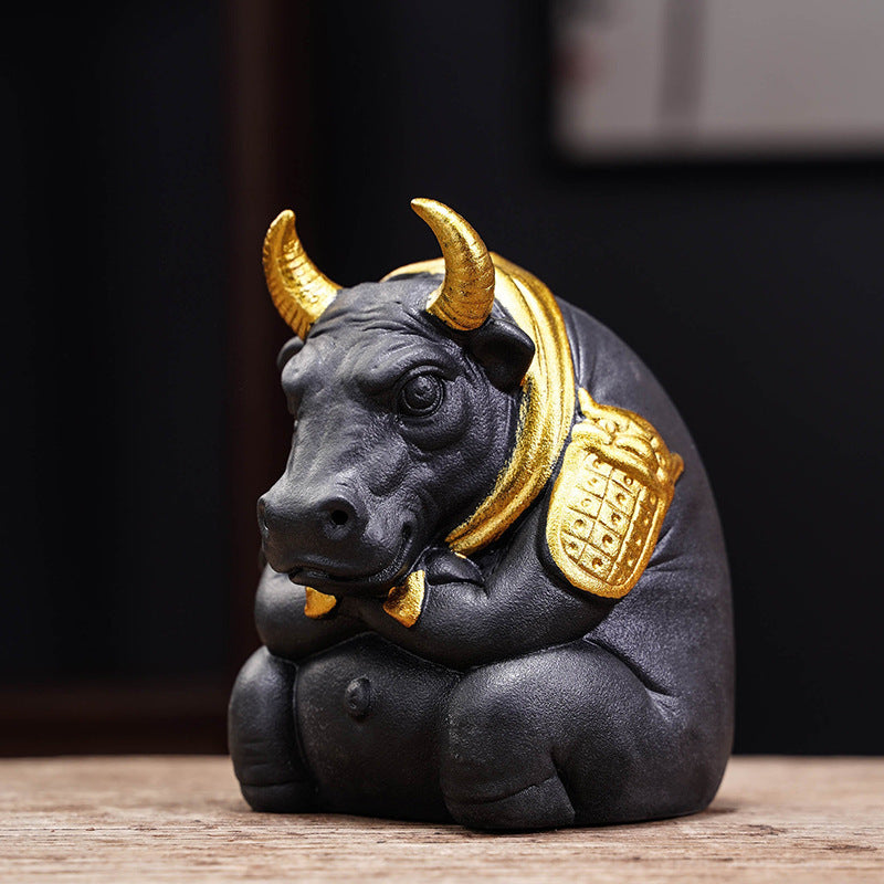 Creative Ceramic Bull Tea Pet Ornament