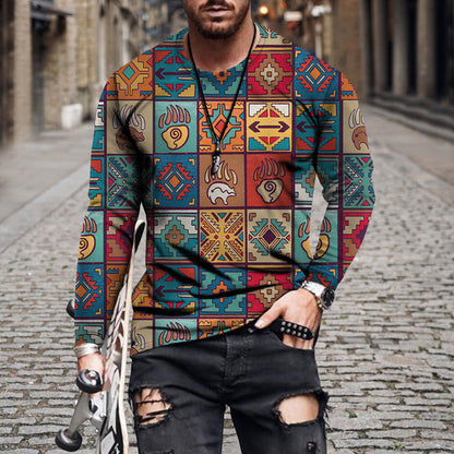 Digital Printed Men's Long Sleeved T Shirt
