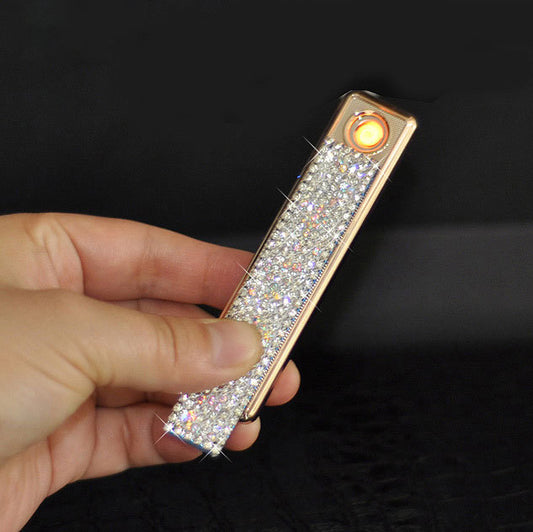 Crystals Cigarette Case Windproof Lighter With Car Ashtray
