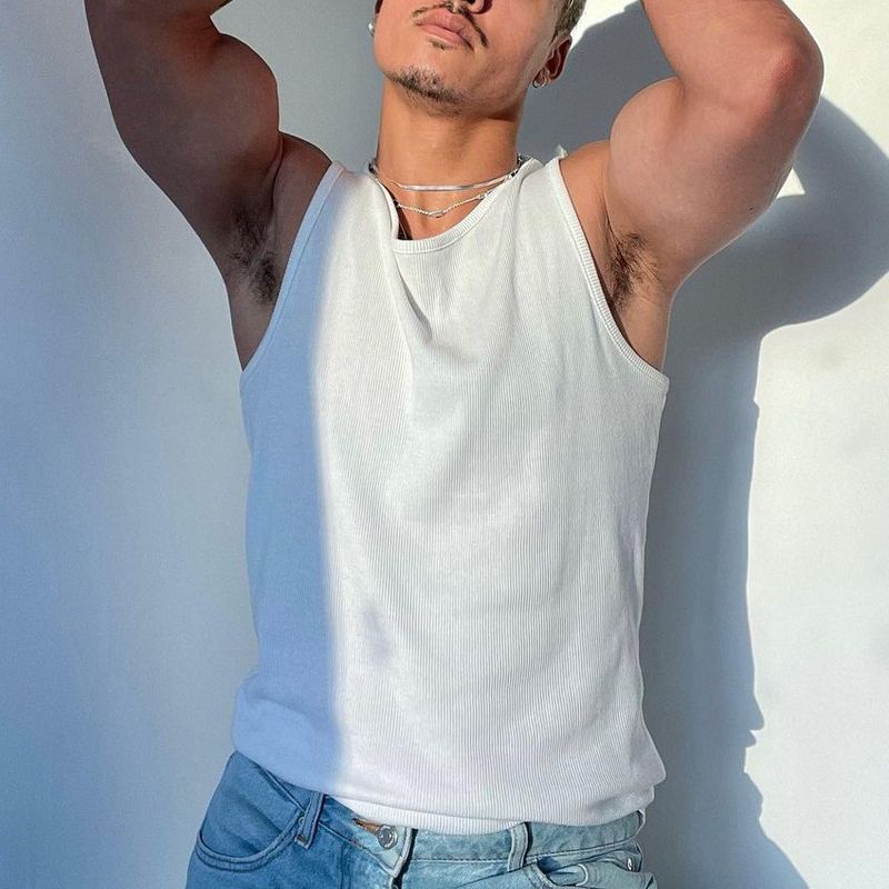 White Loose Vest Men