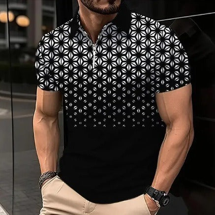 Zipper Digital Printing Short-sleeved T-shirt