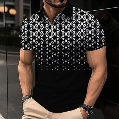 Zipper Digital Printing Short-sleeved T-shirt