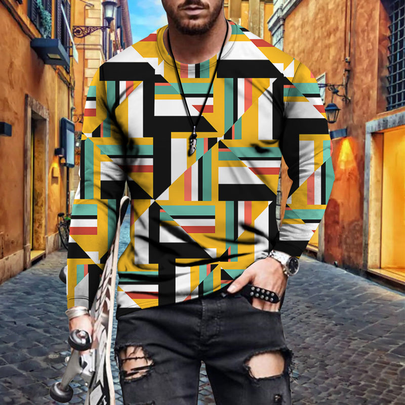 Digital Printed Men's Long Sleeved T Shirt