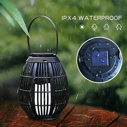 Oval Rattan Solar Lamp