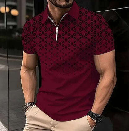 Zipper Digital Printing Short-sleeved T-shirt