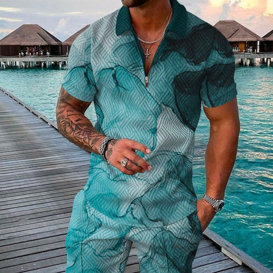 Casual 3D Printed Polo Shirt