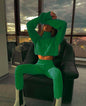 High-necked Long-sleeved Solid Color Wool Pants Suit