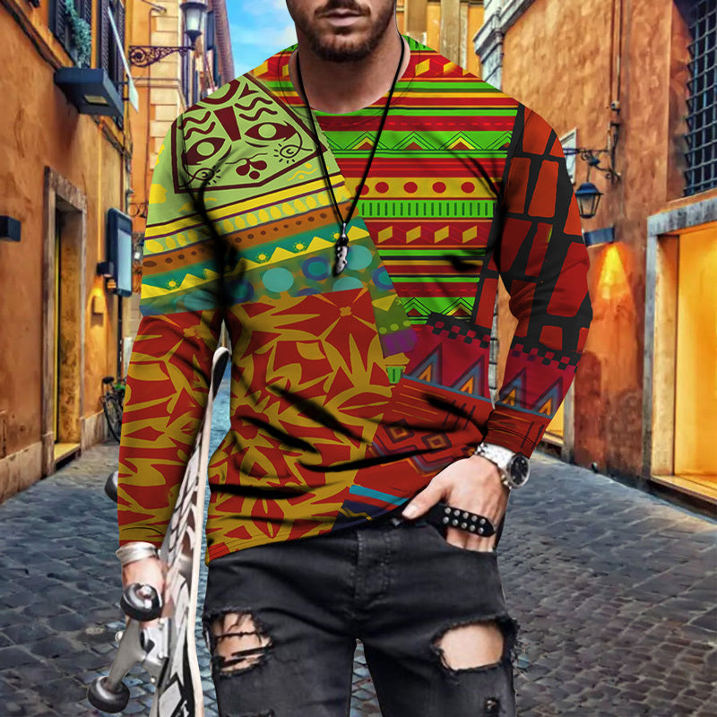 Digital Printed Men's Long Sleeved T Shirt
