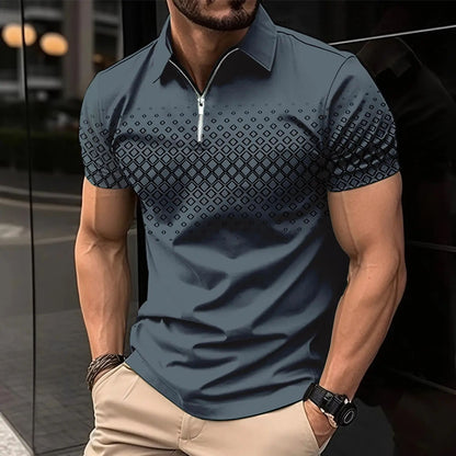 Zipper Digital Printing Short-sleeved T-shirt