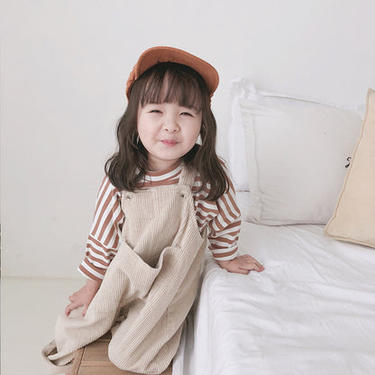 Girls Corduroy Strap Pants