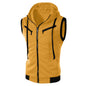 Summer New Men Hooded Sleeveless Vest Solid Color