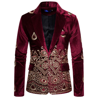 Ethnic Print Single-breasted Leisure Suits For Men Costume